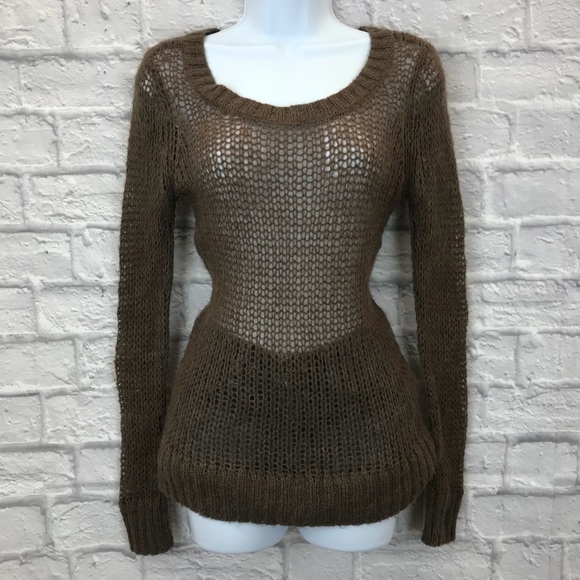 aerie Sweaters - Aerie Brown Mohair open stitch sweater